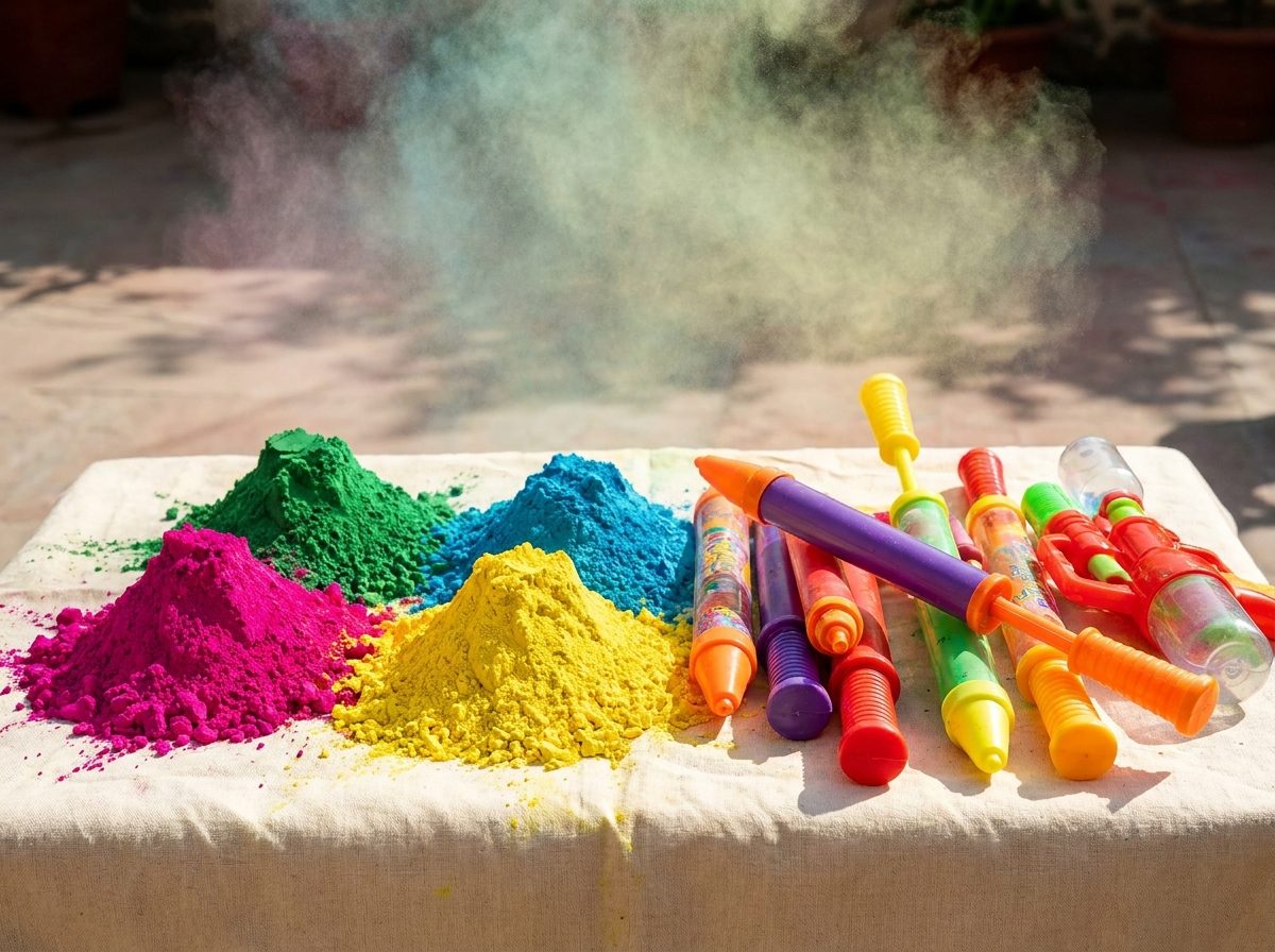 Holi colours and pichkari